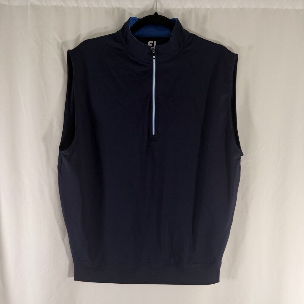 FootJoy Golf Vest Men's Medium Blue 1/2 Zip Pullover Sleeveless Turtleneck